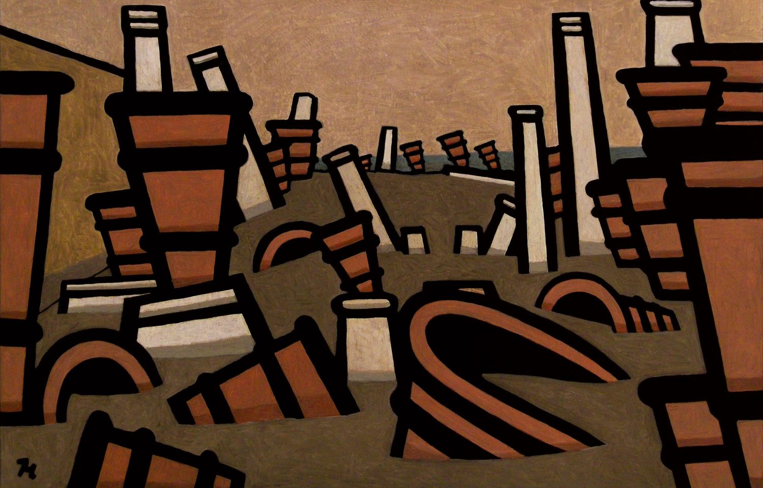 Landscape of terracotta pots, columns and marble fragments